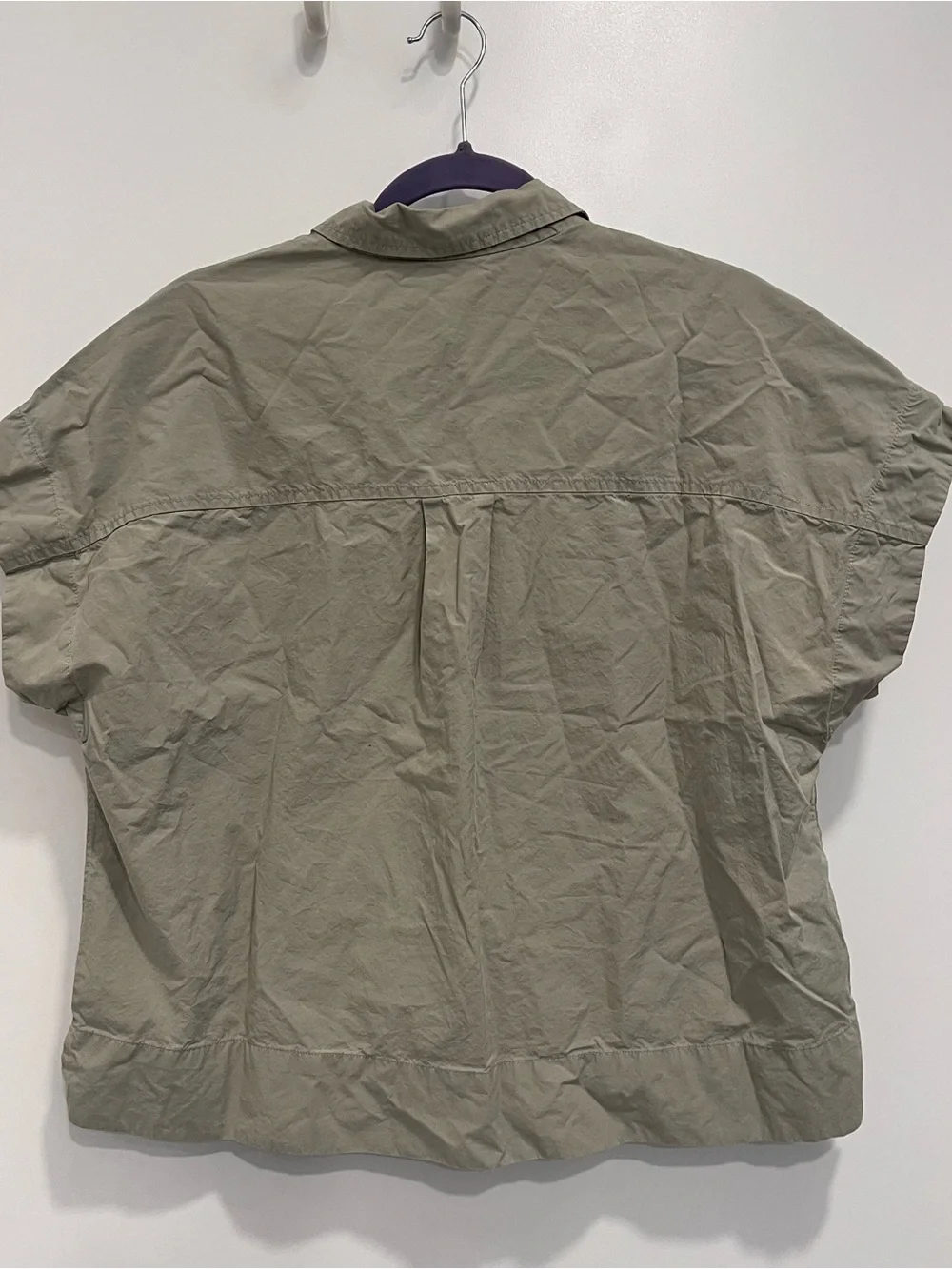 Everlane THE SHORT-SLEEVE BOXY OXFORD Olive Green Button-Up Shirt Medium Cotton - Picture 6 of 6